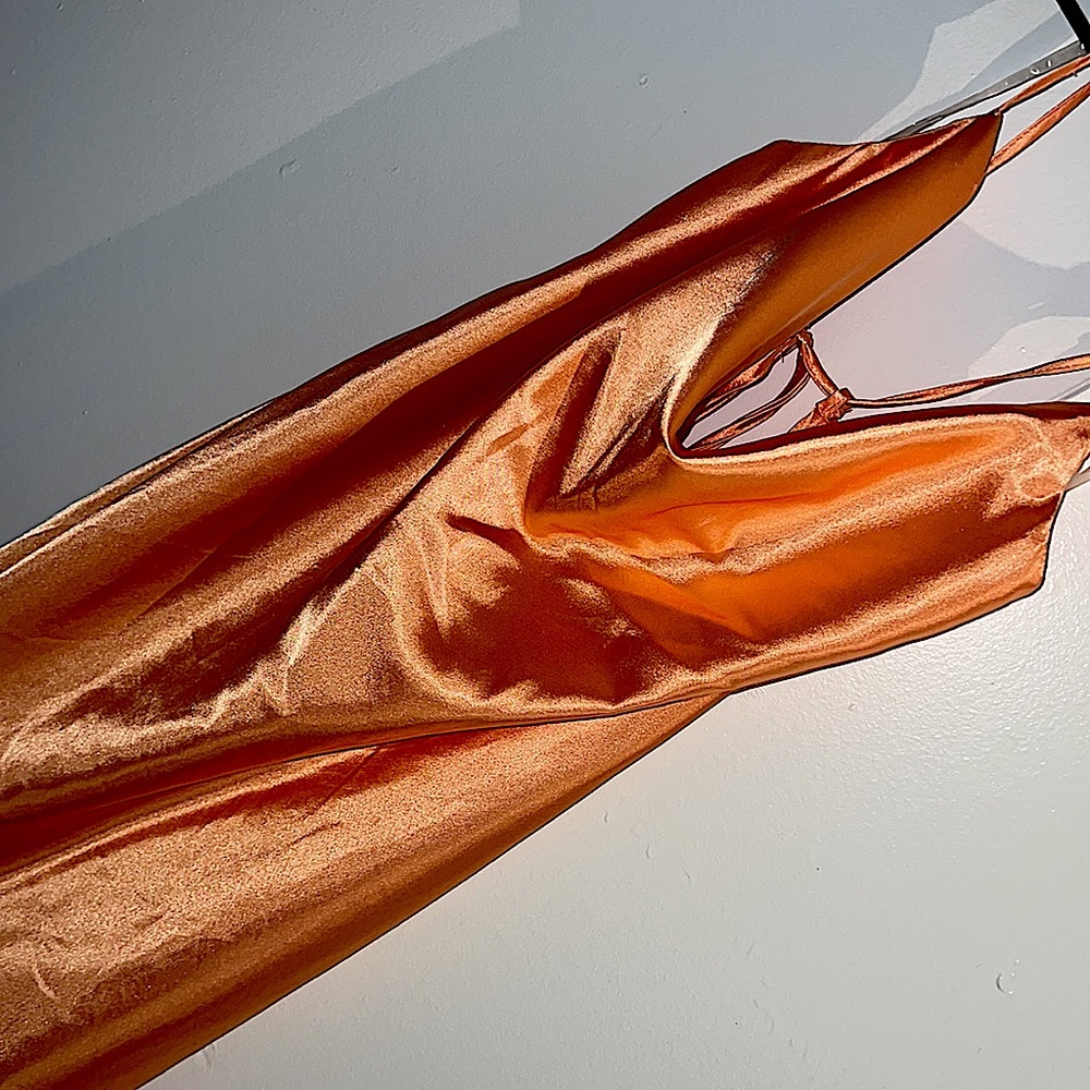 Orange silk cocktail dress